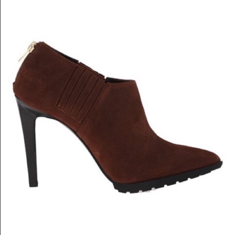 Calvin Klein Brown Ponited Toe Suede Bootie Boot
